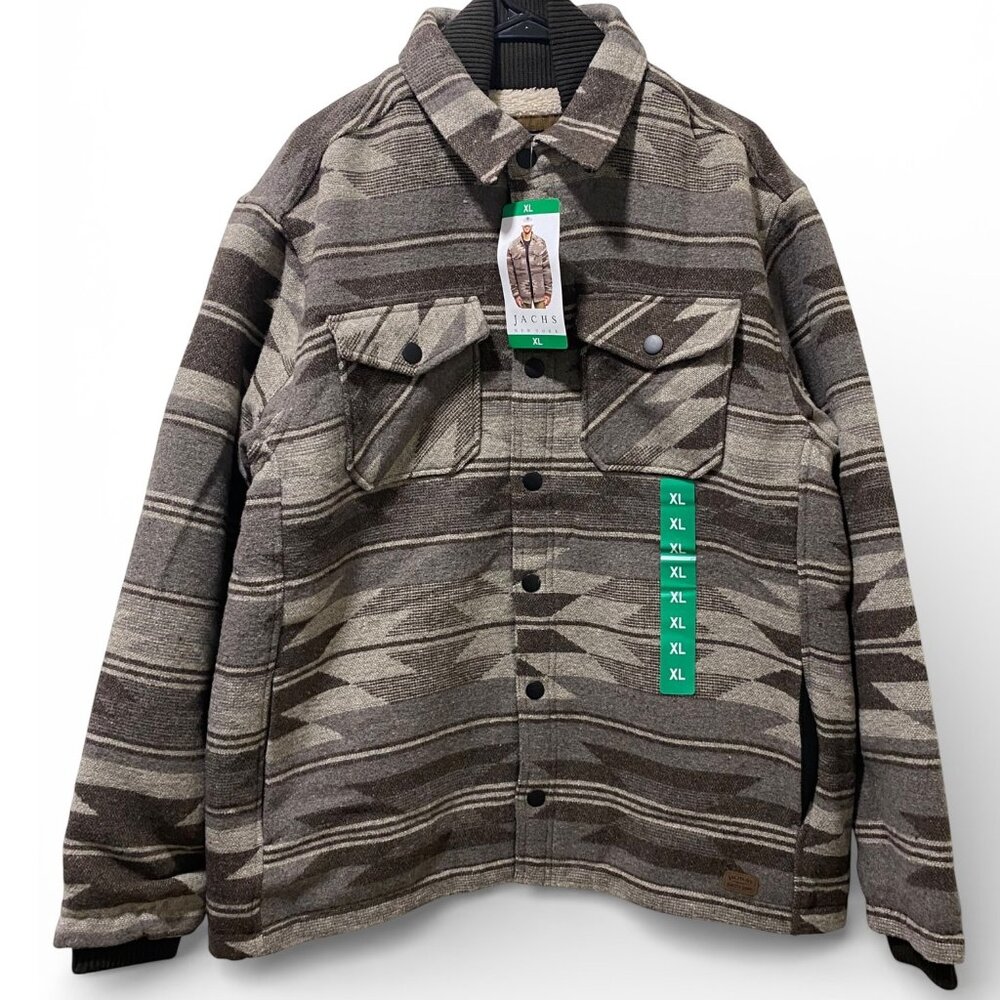 NWT Jachs New York Mens Aztec Sherpa-Lined Snap Button Jacket XL